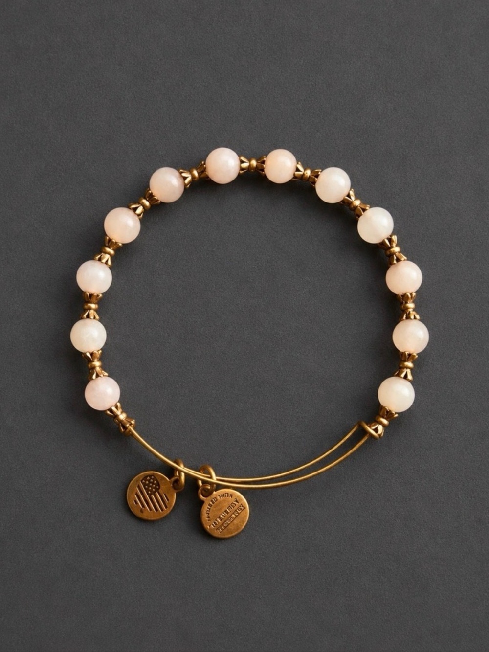 Alex and Ani Blush Pink Beaded Gold Tone Expandable Bangle